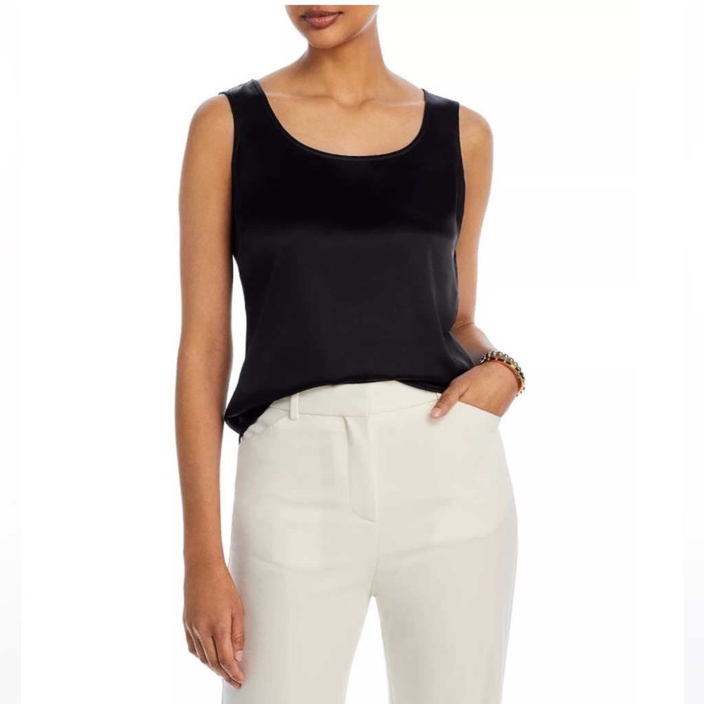 St. John Silk Satin Black Tank